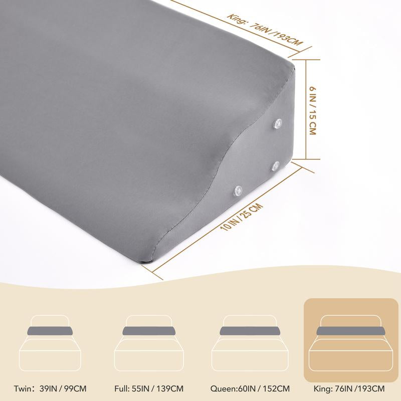 Ergonomic Bed Wedge Pillow for Headboard Mattress Gap Filler 0-8" Wave Wedge Large Gray Stopper for Pillows Comfort Support