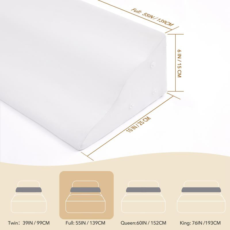 Ergonomic Bed Wedge Pillow for Headboard Mattress Gap Filler 0-8" Wave Wedge Large Gray Stopper for Pillows Comfort Support