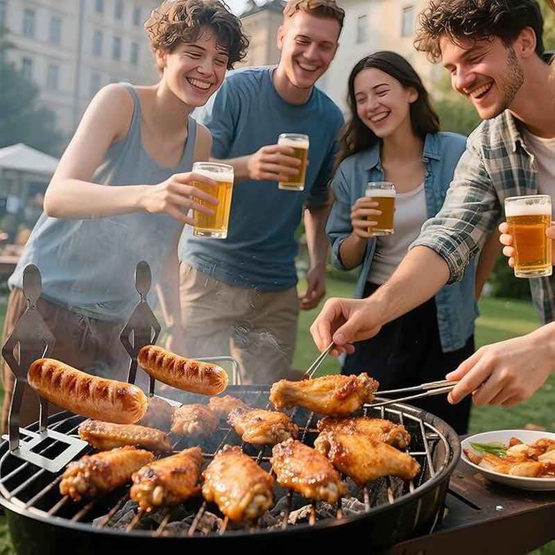 CUUWE Stainless Steel Hot Dog Stand for BBQ - Precision Cooking & Rust-Resistant Design - Hands-Free Grilling Rack for Camping & Spring Trips - Lightweight & Easy Clean Utensils - Perfect BBQ Accessory Portable Travel