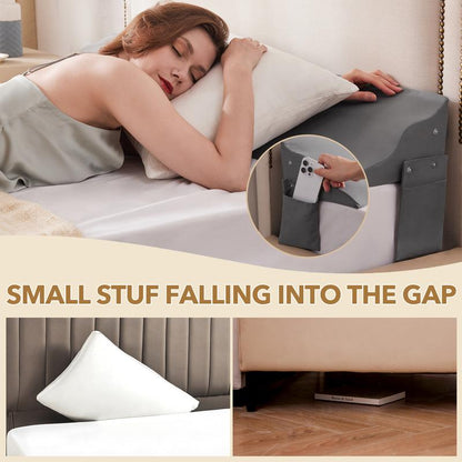 Ergonomic Bed Wedge Pillow for Headboard Mattress Gap Filler 0-8" Wave Wedge Large Gray Stopper for Pillows Comfort Support