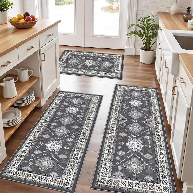 Boho Kitchen Runner Rug Sets 3 Piece Farmhouse Non Slip Area Rug Floor Mat Washable Kitchen Mats for Living Room Entryway Laundry Room