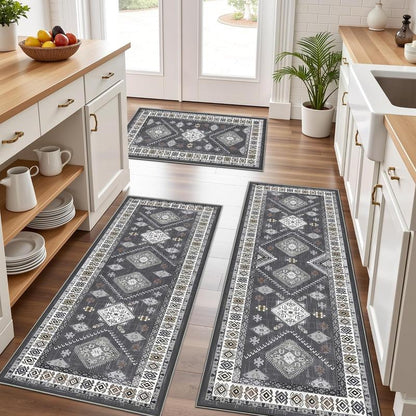Boho Kitchen Runner Rug Sets 3 Piece Farmhouse Non Slip Area Rug Floor Mat Washable Kitchen Mats for Living Room Entryway Laundry Room