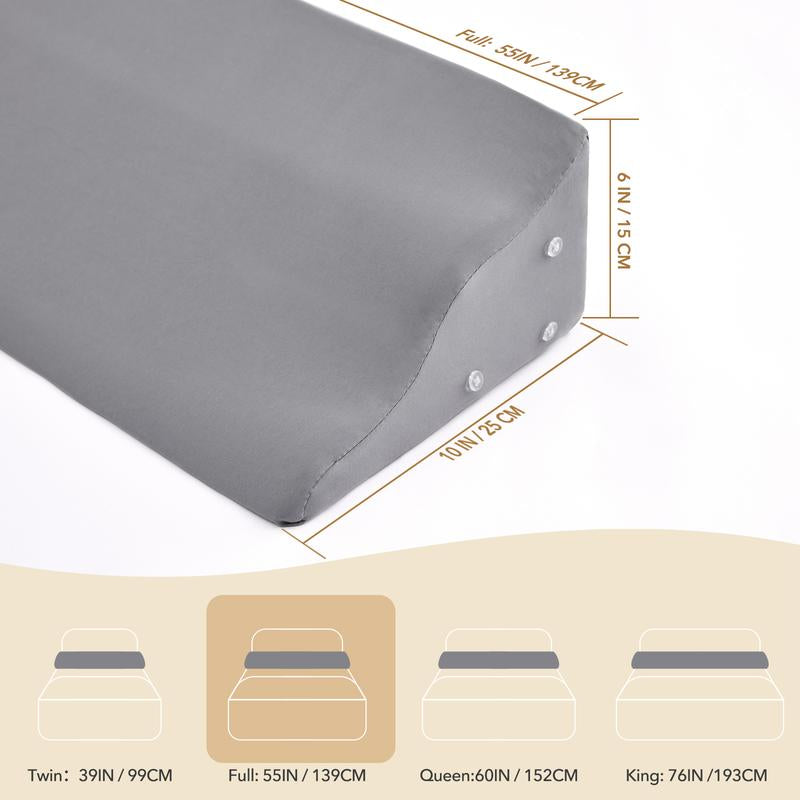Ergonomic Bed Wedge Pillow for Headboard Mattress Gap Filler 0-8" Wave Wedge Large Gray Stopper for Pillows Comfort Support