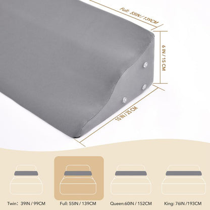 Ergonomic Bed Wedge Pillow for Headboard Mattress Gap Filler 0-8" Wave Wedge Large Gray Stopper for Pillows Comfort Support