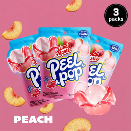 Candy Master Peel & Pop Peelable Gummy-6Fruity Flavors(Banana,Lychee,Grape,Peach,Mango,Pineapple)-Juicy& Chewyl Halal Certified |-Ldea for Kids & Snack Lovers & Valentine'S Day Gift