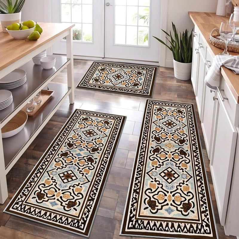Boho Kitchen Runner Rug Sets 3 Piece Farmhouse Non Slip Area Rug Floor Mat Washable Kitchen Mats for Living Room Entryway Laundry Room