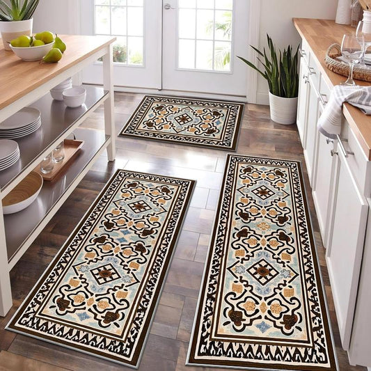 Boho Kitchen Runner Rug Sets 3 Piece Farmhouse Non Slip Area Rug Floor Mat Washable Kitchen Mats for Living Room Entryway Laundry Room