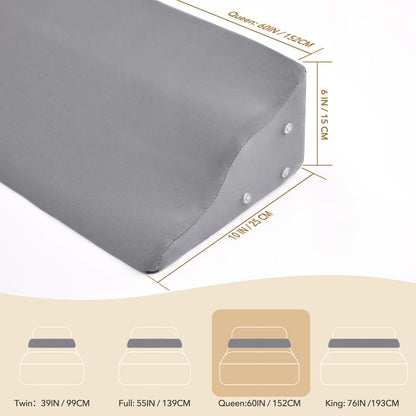 Ergonomic Bed Wedge Pillow for Headboard Mattress Gap Filler 0-8" Wave Wedge Large Gray Stopper for Pillows Comfort Support
