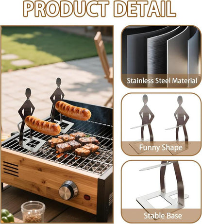 CUUWE Stainless Steel Hot Dog Stand for BBQ - Precision Cooking & Rust-Resistant Design - Hands-Free Grilling Rack for Camping & Spring Trips - Lightweight & Easy Clean Utensils - Perfect BBQ Accessory Portable Travel
