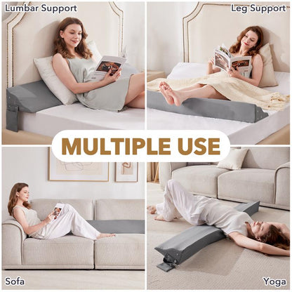 Ergonomic Bed Wedge Pillow for Headboard Mattress Gap Filler 0-8" Wave Wedge Large Gray Stopper for Pillows Comfort Support