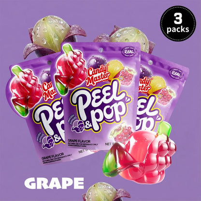 Candy Master Peel & Pop Peelable Gummy-6Fruity Flavors(Banana,Lychee,Grape,Peach,Mango,Pineapple)-Juicy& Chewyl Halal Certified |-Ldea for Kids & Snack Lovers & Valentine'S Day Gift