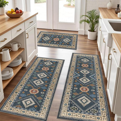 Boho Kitchen Runner Rug Sets 3 Piece Farmhouse Non Slip Area Rug Floor Mat Washable Kitchen Mats for Living Room Entryway Laundry Room