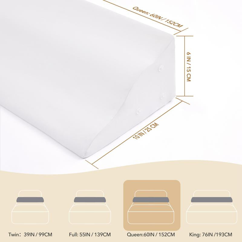 Ergonomic Bed Wedge Pillow for Headboard Mattress Gap Filler 0-8" Wave Wedge Large Gray Stopper for Pillows Comfort Support