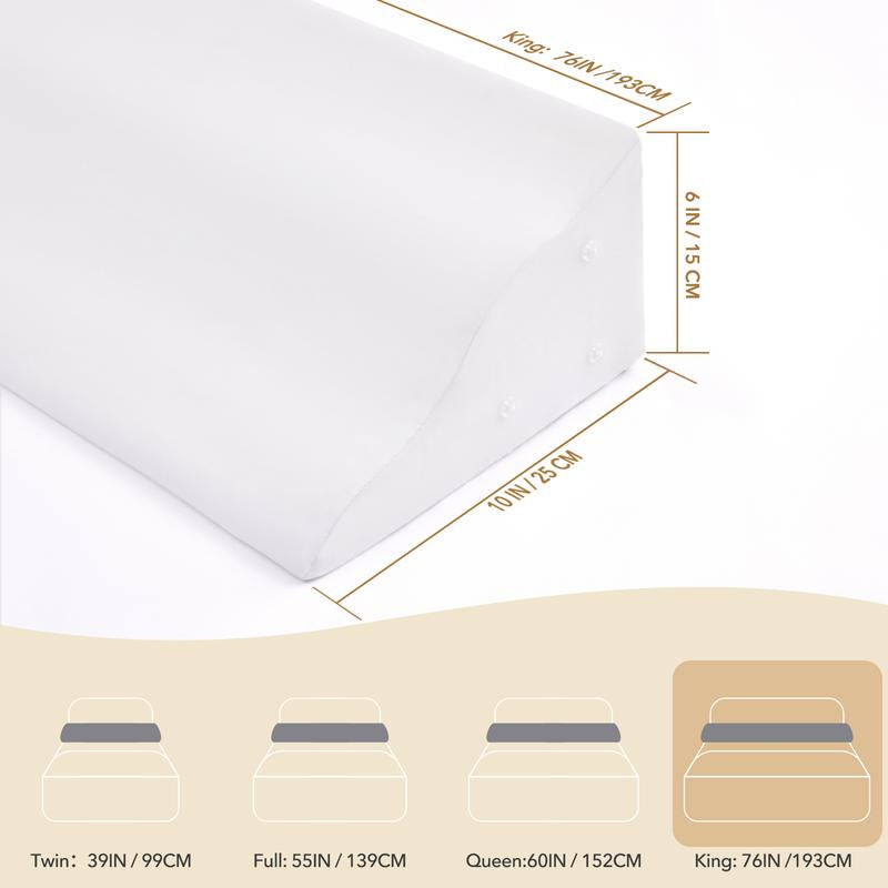 Ergonomic Bed Wedge Pillow for Headboard Mattress Gap Filler 0-8" Wave Wedge Large Gray Stopper for Pillows Comfort Support