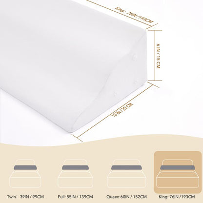 Ergonomic Bed Wedge Pillow for Headboard Mattress Gap Filler 0-8" Wave Wedge Large Gray Stopper for Pillows Comfort Support