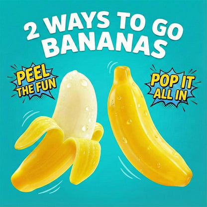 Candy Master Peel & Pop Peelable Gummy-6Fruity Flavors(Banana,Lychee,Grape,Peach,Mango,Pineapple)-Juicy& Chewyl Halal Certified |-Ldea for Kids & Snack Lovers & Valentine'S Day Gift