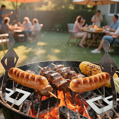 CUUWE Stainless Steel Hot Dog Stand for BBQ - Precision Cooking & Rust-Resistant Design - Hands-Free Grilling Rack for Camping & Spring Trips - Lightweight & Easy Clean Utensils - Perfect BBQ Accessory Portable Travel