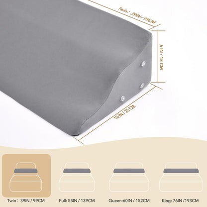 Ergonomic Bed Wedge Pillow for Headboard Mattress Gap Filler 0-8" Wave Wedge Large Gray Stopper for Pillows Comfort Support