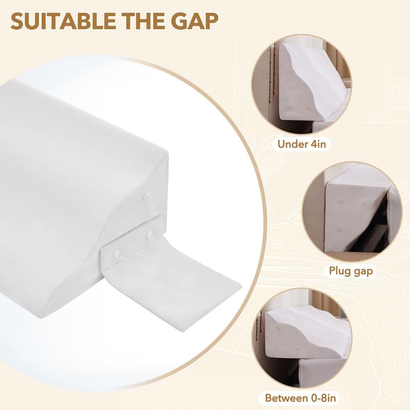 Ergonomic Bed Wedge Pillow for Headboard Mattress Gap Filler 0-8" Wave Wedge Large Gray Stopper for Pillows Comfort Support